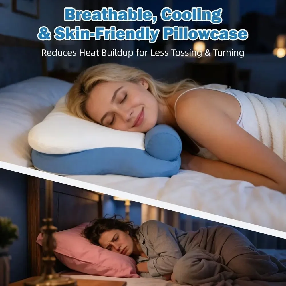 Bed Pillows for Sleeping Queen Size, with Two Pillowcases Soft & Fluffy Pillow w